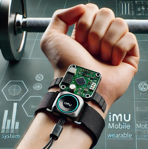 Person using wrist-mounted IMU sensors during strength training